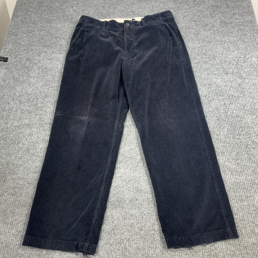 J.Crew Corduroy Pants Mens 36x32 Navy Blue Wide Wale Cotton Workwear Distressed